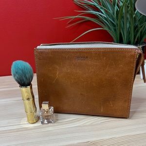 Shinola Leather Cosmetic Pouch, Makeup bag, Leather organiser, Shinola bag